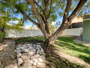 View of fenced backyard