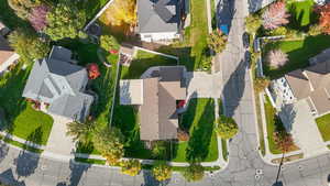 Aerial perspective of suburban area