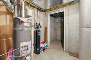 Utility room with secured water heater