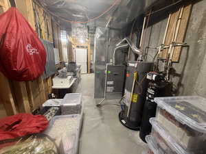 Utilities featuring water heater and heating unit