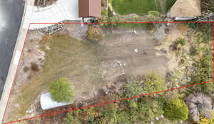 Aerial overview of property's location with property boundaries highlighted