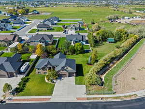Aerial perspective of suburban area