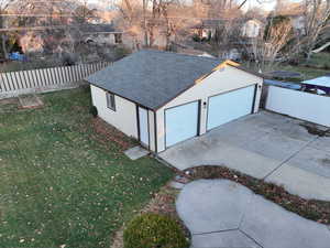 View of detached garage