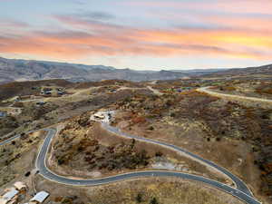 Aerial view at dusk of a mountain view