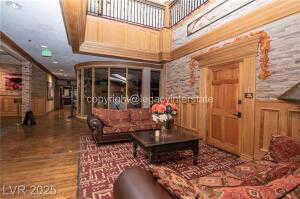 Building lobby featuring a towering ceiling