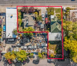 Aerial overview showing combined lot lines for homes at 348 and 356 West 1700 South