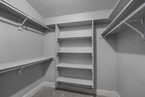 View of walk-in closet in bedroom