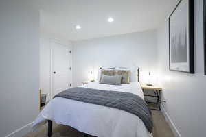 Basement bedroom and utility closet