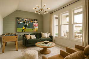 Game room on 4th floor with outdoor terrace. Example of floorplan; not actual home