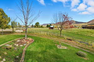 View of yard featuring a mountain view and a view of rural / pastoral area