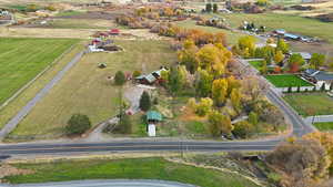 Aerial view of property's location with rural landscape