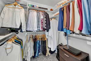 Spacious closet with carpet floors