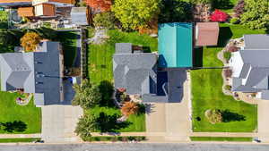 Aerial perspective of suburban area