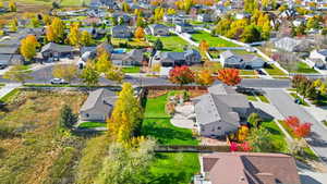 Aerial perspective of suburban area
