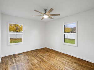 Hardwood floors and new lighting/fan