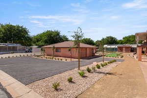 View of side of property featuring a garage