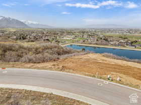 Bird's eye view of a water and mountain view