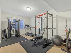 Exercise area has a closet for a bedroom if needed