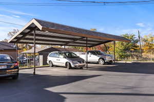 View of covered parking lot