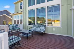 Wooden deck with outdoor lounge area