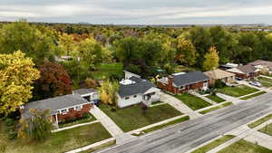 Aerial perspective of suburban area