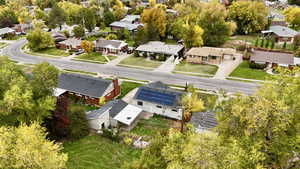 Aerial perspective of suburban area