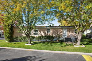 View of front of property featuring a front yard