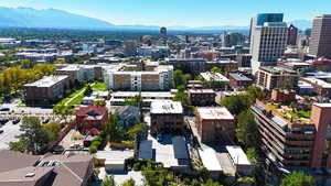 View of urban area with a mountain backdrop