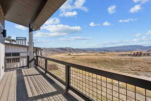 Wooden terrace with a mountain view