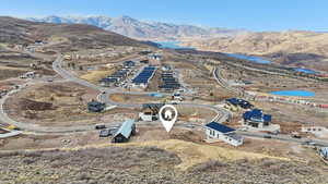 Bird's eye view of a water and mountain view