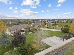 Aerial perspective of suburban area