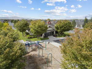 Aerial view of residential area featuring a recreational park