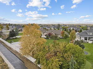 Aerial perspective of suburban area