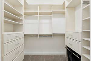 Spacious closet featuring carpet