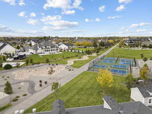 Aerial perspective of suburban area