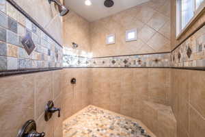 Bathroom with tiled shower