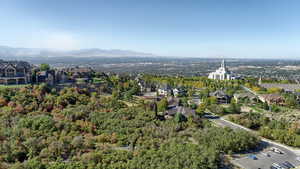Aerial view of residential area featuring mountains