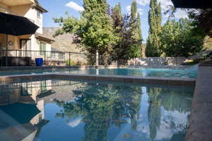 View of pool featuring a patio