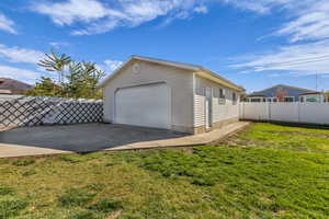 View of detached garage