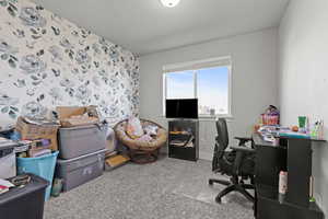 Office space with light carpet