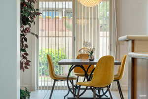 Dining room featuring a chandelier