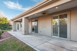 View of patio / terrace with a ceiling fan