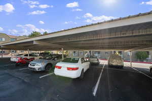 View of covered parking lot