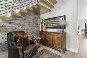 Sitting room with light wood finished floors