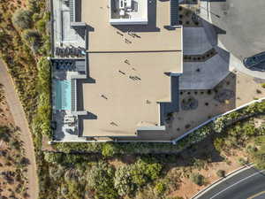 Aerial view of a pool