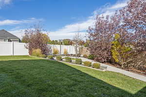 View of fenced backyard