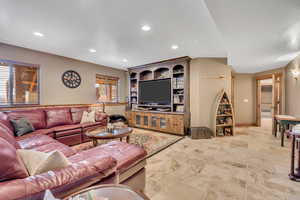 Living area featuring recessed lighting