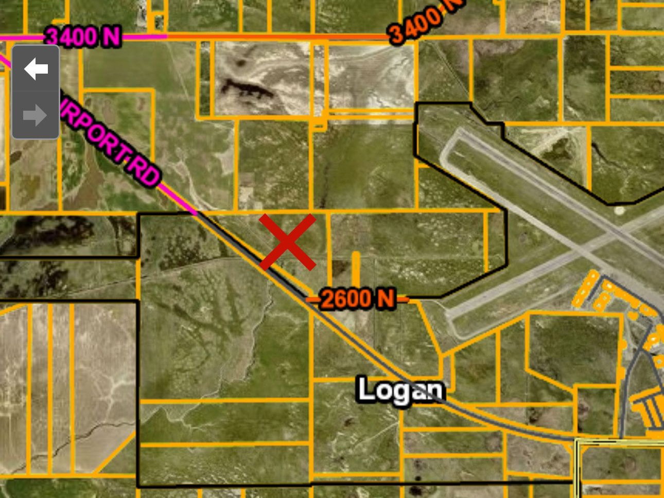 Aerial map of property and surrounding area