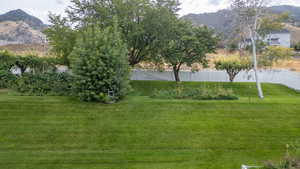 View of yard featuring a mountain view
