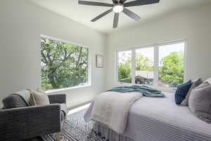 Bedroom with a ceiling fan